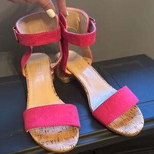 Yoki Pink Sandals with Ankle Strap and Cork Sole